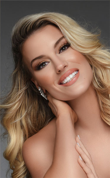 a woman smiling